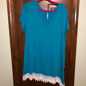 Turquoise Lace Shirt
